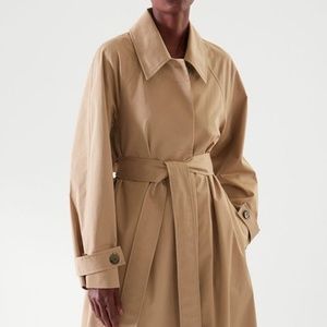 NEW COS Beige Womens Long Sleeve Collared Classic Belted Trench  EUR 38 US 6